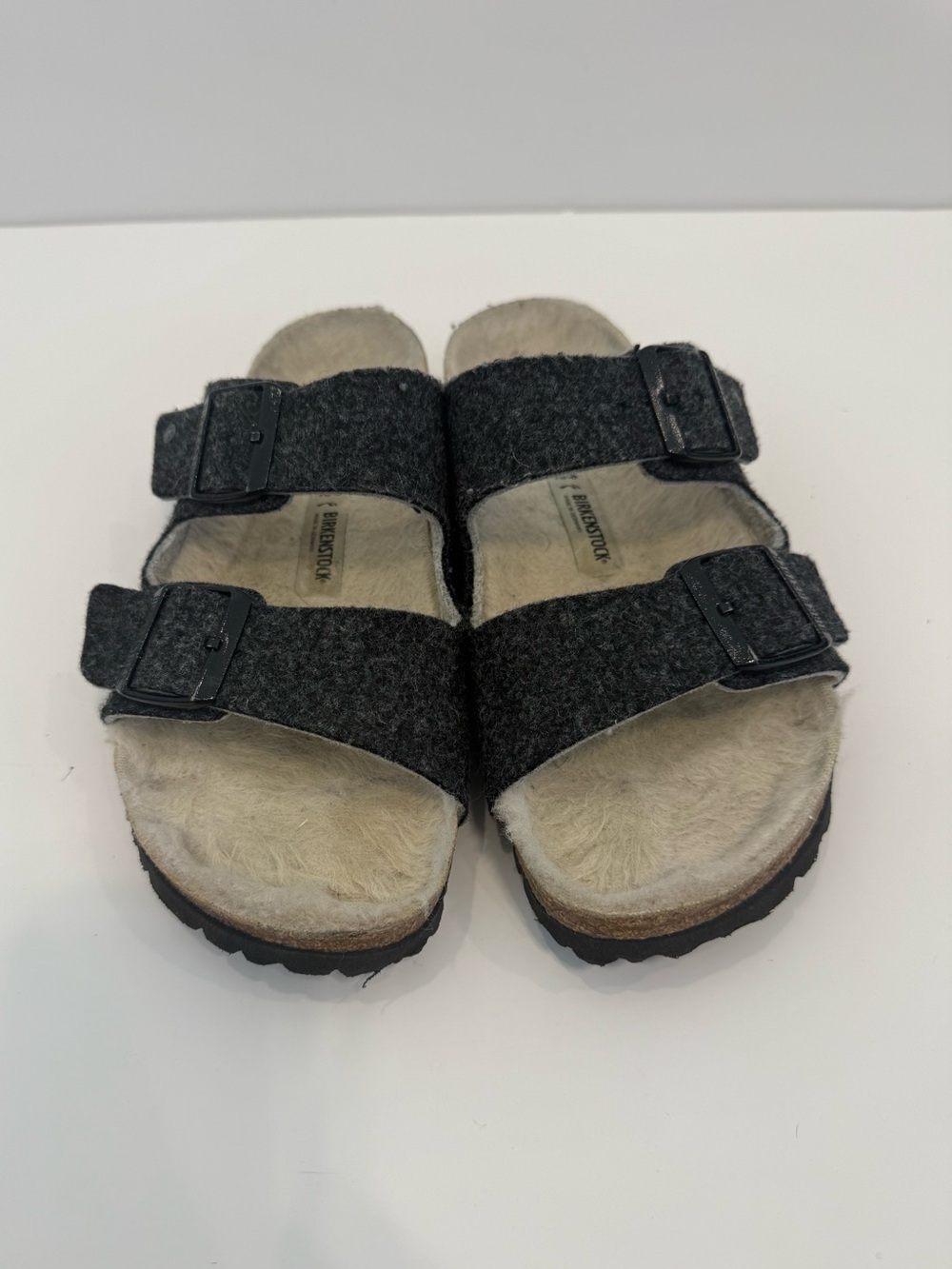 Birkenstock Arizona Rivet Double Face Gray Wool Two Strap Sandal Women’s 8 Fall